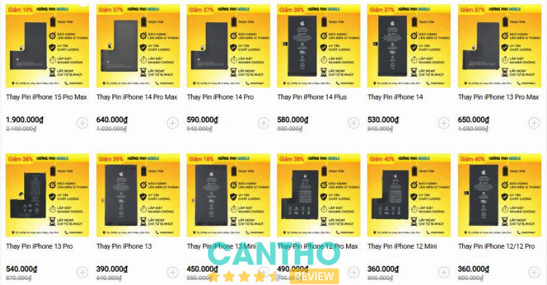 giá thay pin iphone Cần Thơ