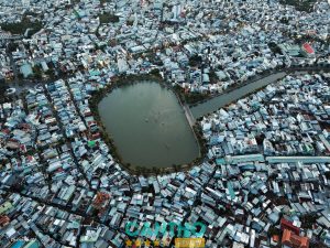 Toàn cảnh Hồ Xáng Thổi Cần Thơ nhìn từ flycam với không gian xanh mát giữa lòng đô thị