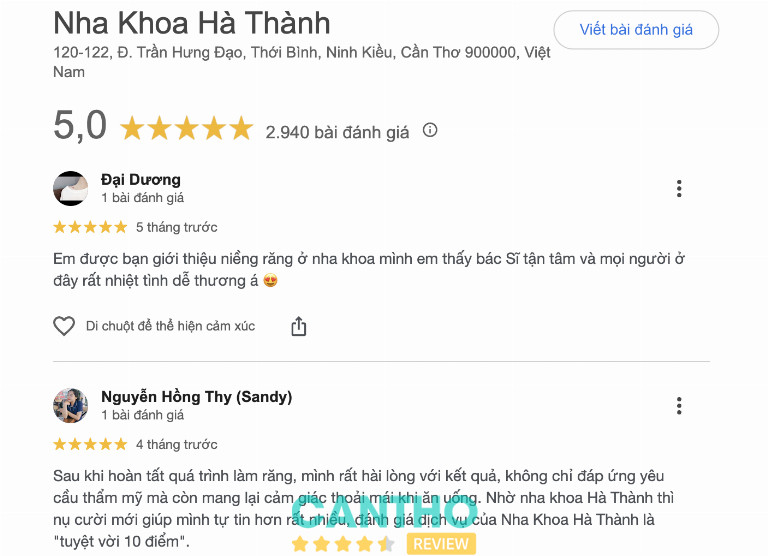 Review về Phòng khám Nha Khoa Hà Thành tại Cần Thơ