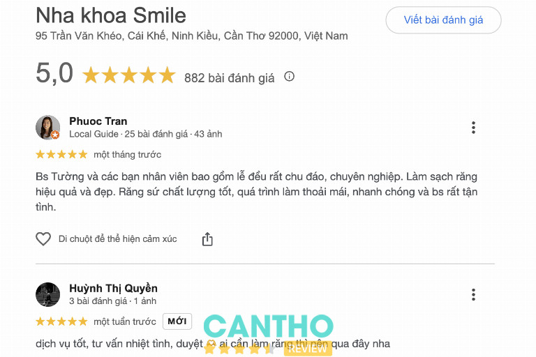 Review về phòng khám nha khoa Smile ở Cần Thơ